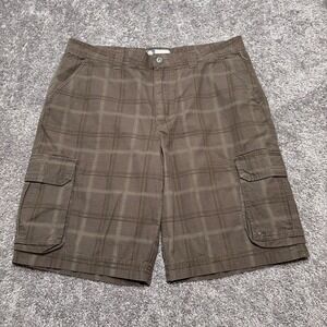 Vintage Nike ACG Cargo Shorts Mens 36 Brown Plaid Y2K Baggy 11" Inseam